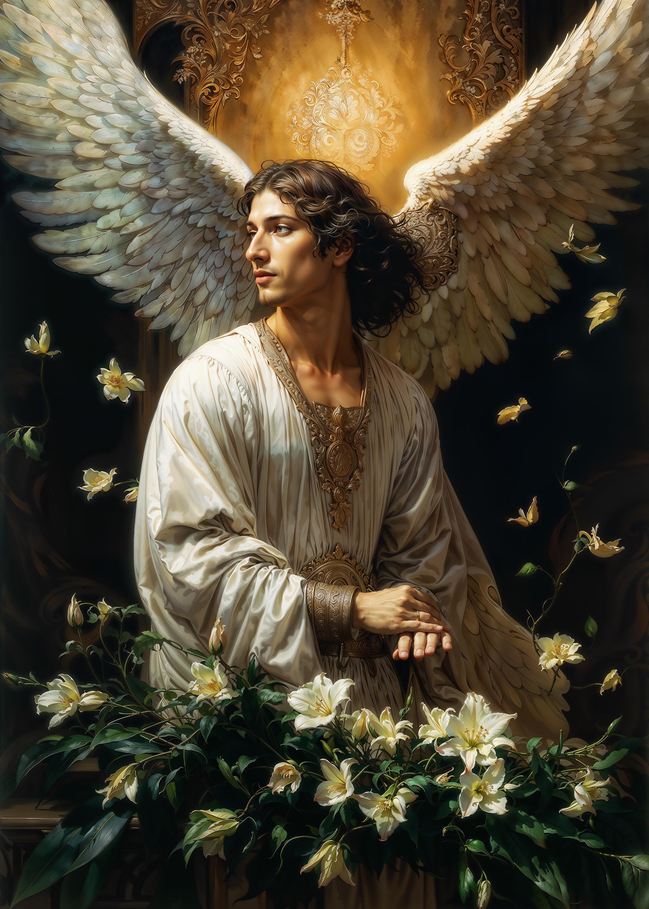 Divine Presence of Archangel Gabriel, Fantasy Illustration
