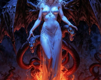 Dark Light of Lilith, Fantasy Illustration,  Downloadable Artwork