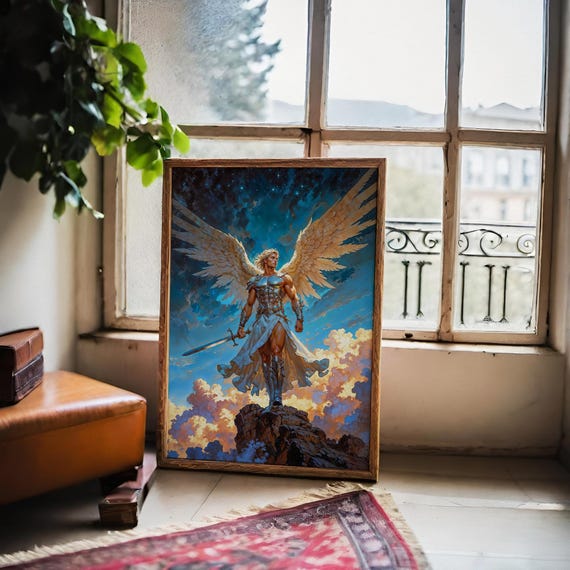 神の守護者、大天使ミカエル、ファンタジーアートイラスト、すぐに