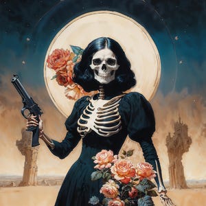 Santa Muerte,  Dark Fantasy Illustration,  Instant Download Printable Home Decor