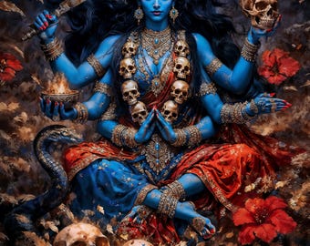 Ilustración de fantasía de la Madre Kali Negra, decoración imprimible para el hogar (descarga digital)