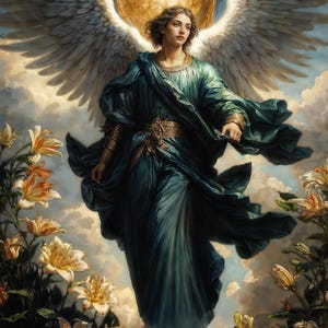 Archangel Gabriel , Gabriel, the Messenger of God, Fantasy Illustration,  Instant Download Printable Home Decor