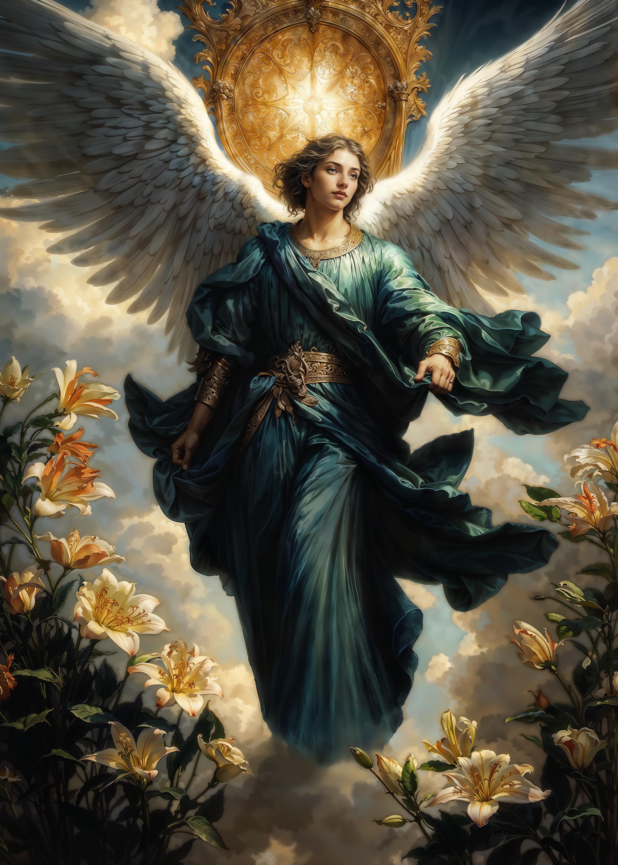 大天使ガブリエル、ガブリエル、神の使者、ファンタジーイラスト、すぐ
