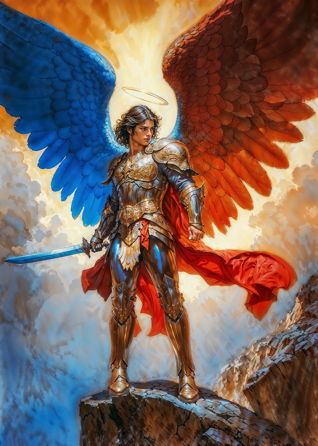 大天使ミカエル、ファンタジーイラスト、すぐにダウンロードして印刷