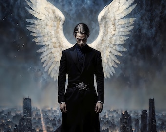 Archangel Azrael the Comforter, Fantasy Illustration, Instant