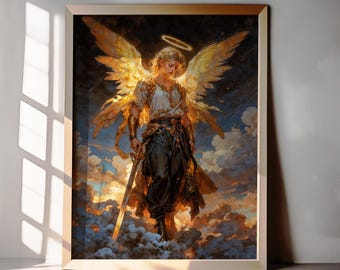 Archangel Azrael, Fantasy Illustration, Instant Download Printable