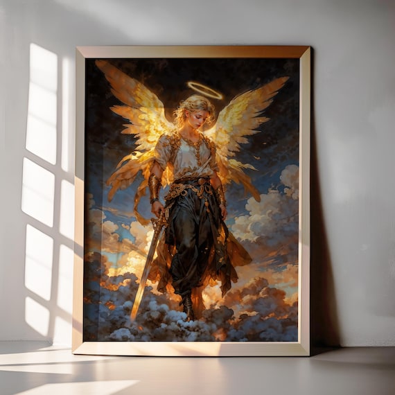 Archangel Azrael, Fantasy Illustration, Instant Download Printable
