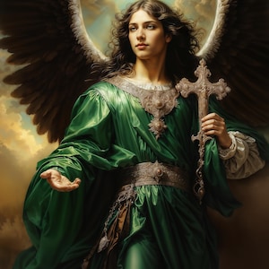 Archangel Raphael,  Fantasy Illustration,  Instant Download Printable Home Decor