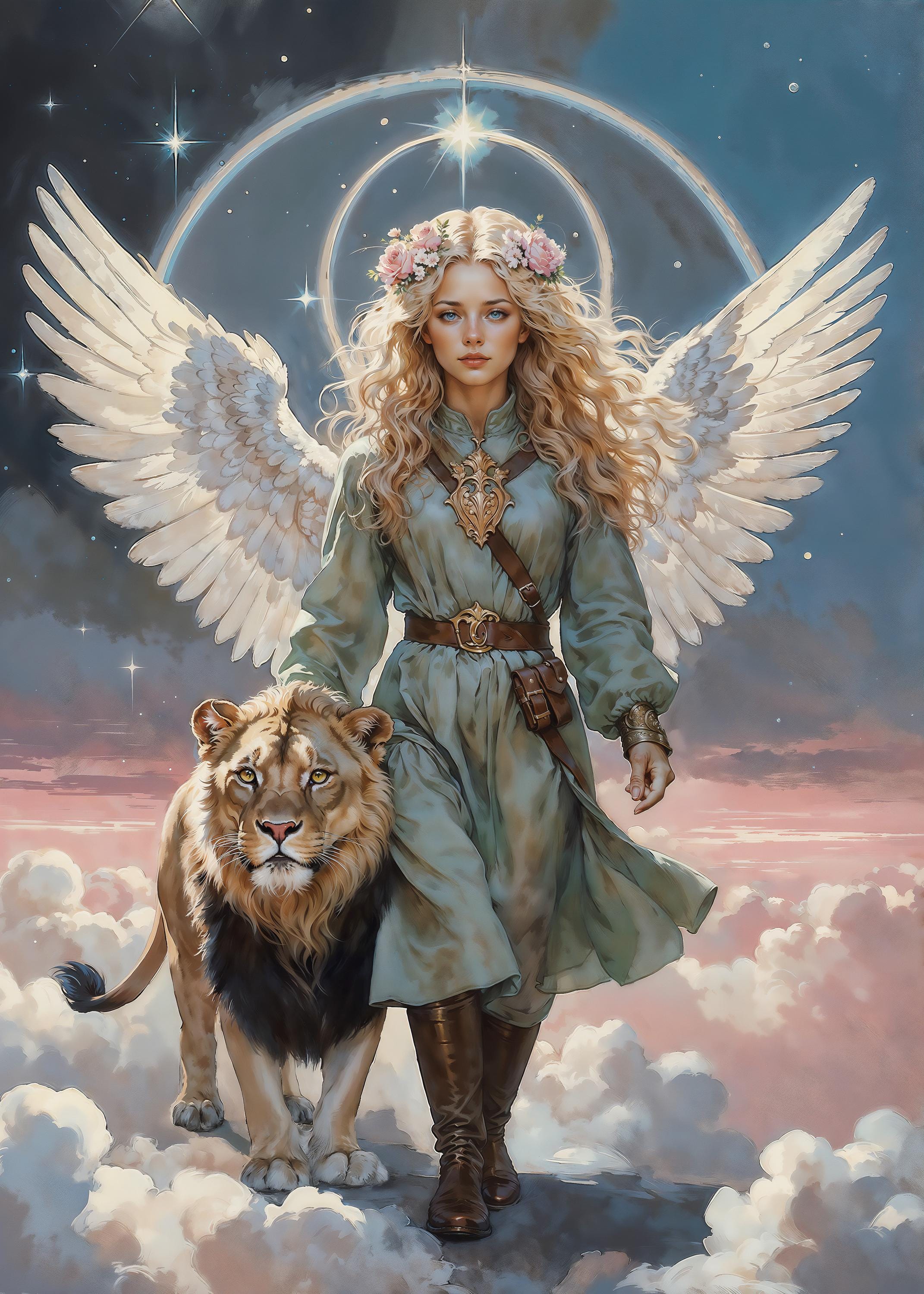 Archangel of Nature Ariel, Fantasy Illustration, Instant Download
