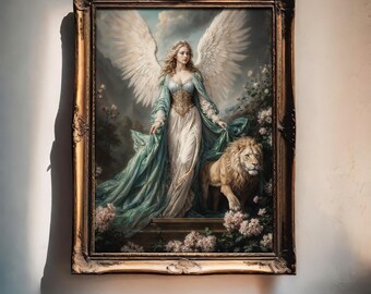 Gorgeous Archangel Ariel, Angel of Nature, Fantasy Illustration