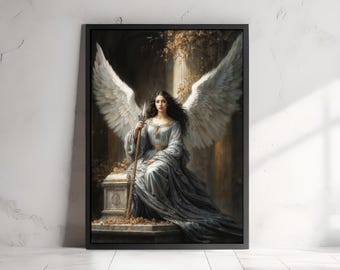 Archangel Azrael, Dark Fantasy Illustration, Instant Download