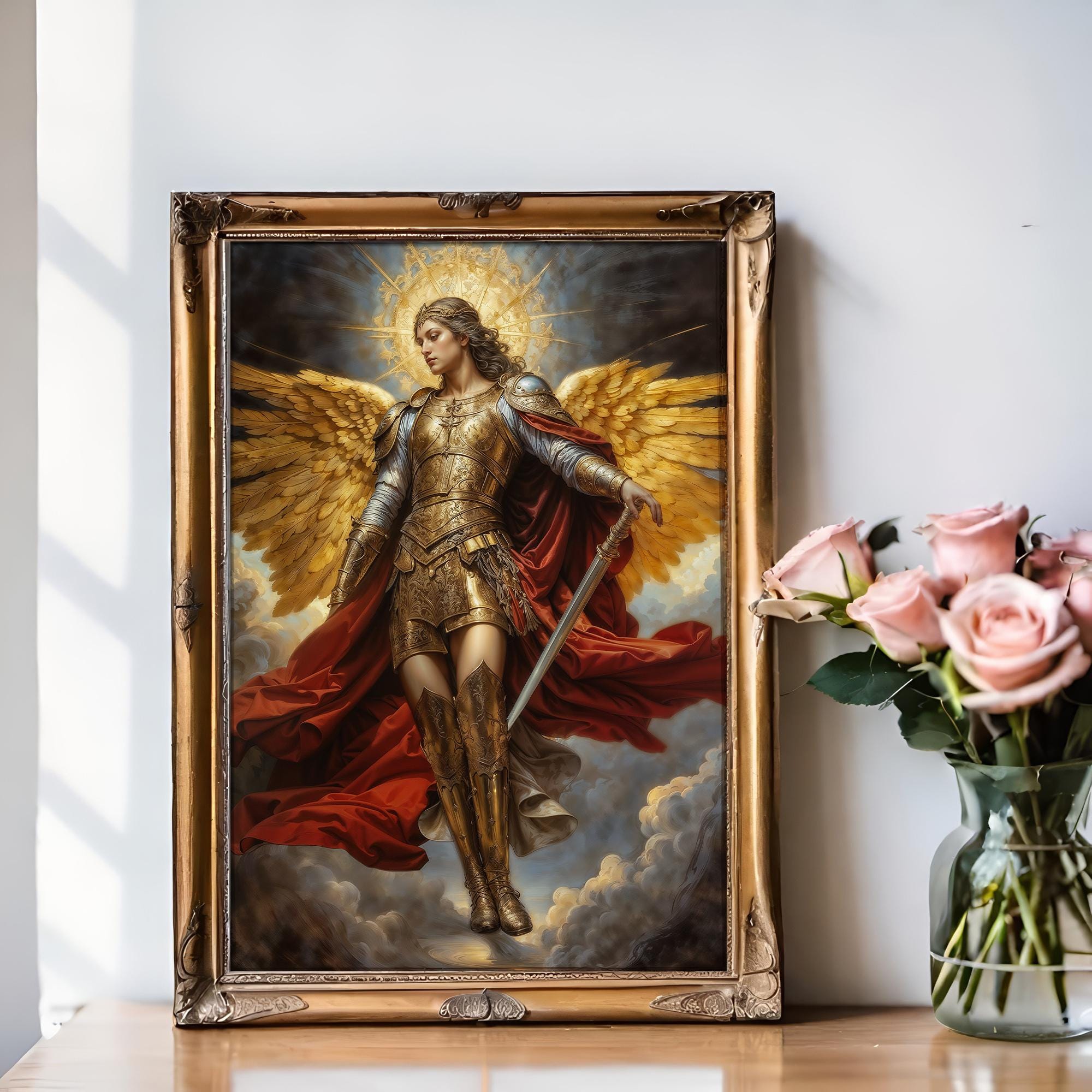 天空の剣、大天使ミカエルのファンタジーイラスト、すぐにダウンロード