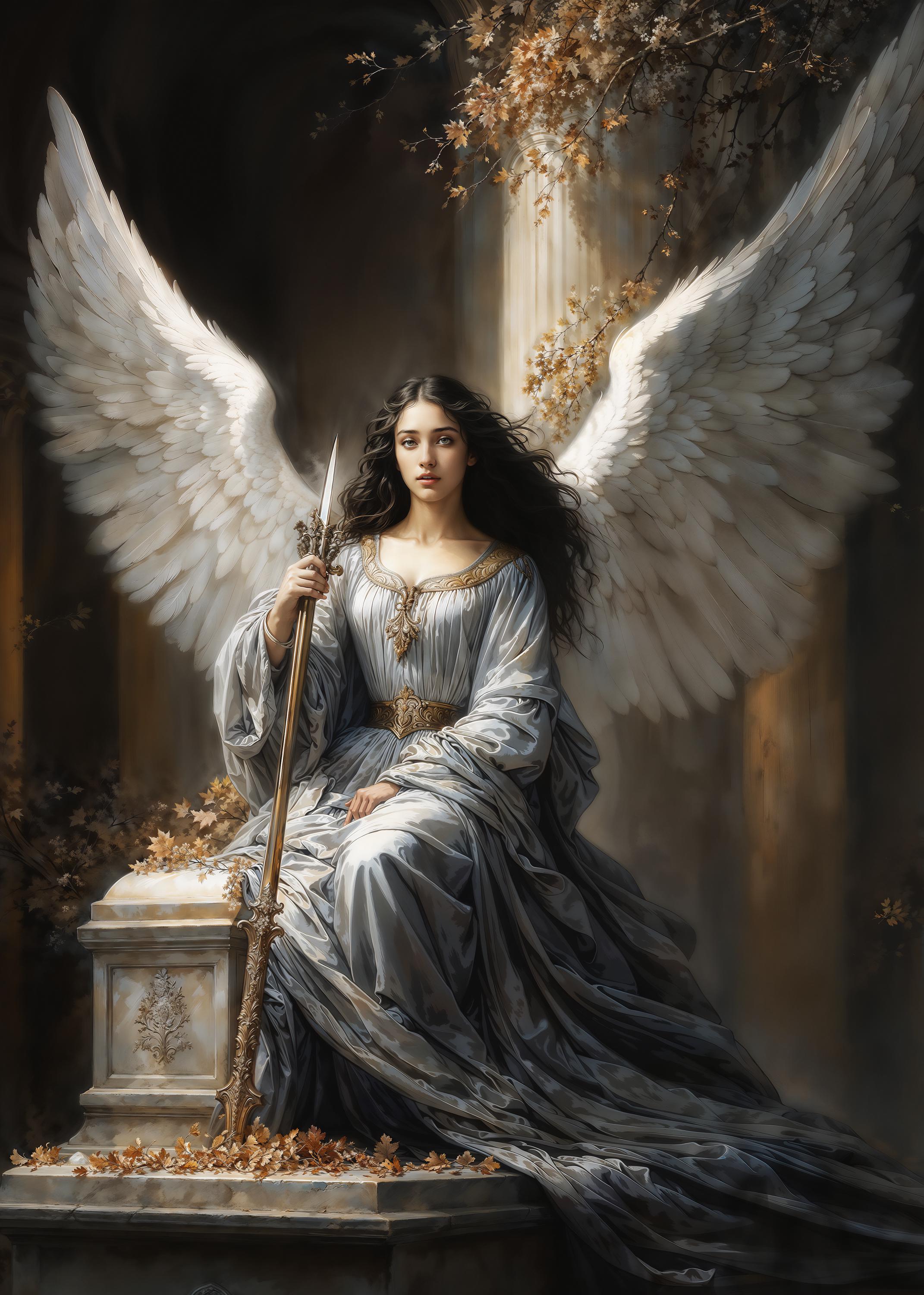 Archangel Azrael, Dark Fantasy Illustration, Instant Download