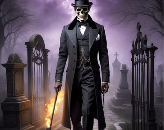 Illustration du Baron Samedi, décoration d'intérieur imprimable à téléchargement immédiat