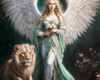 大天使アリエル、ファンタジーアート、すぐにダウンロードできる印刷