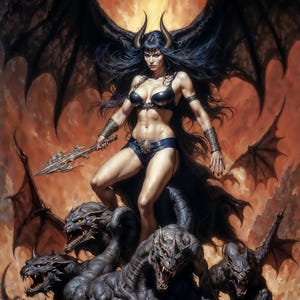Lilith Königin der Schatten, Dark Fantasy Illustration, Printable Gothic Wohnkultur (Digitaler Download)