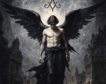 Lucifer, Dark Fantasy Illustration, Instant Download Printable Home Decor