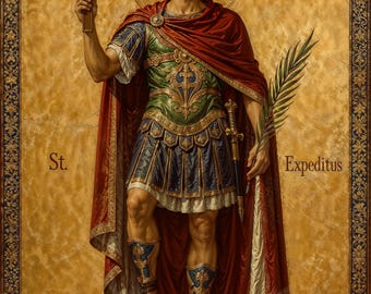 Saint Expedite, Fantasy Illustration, Instant Download Printable Home Decor