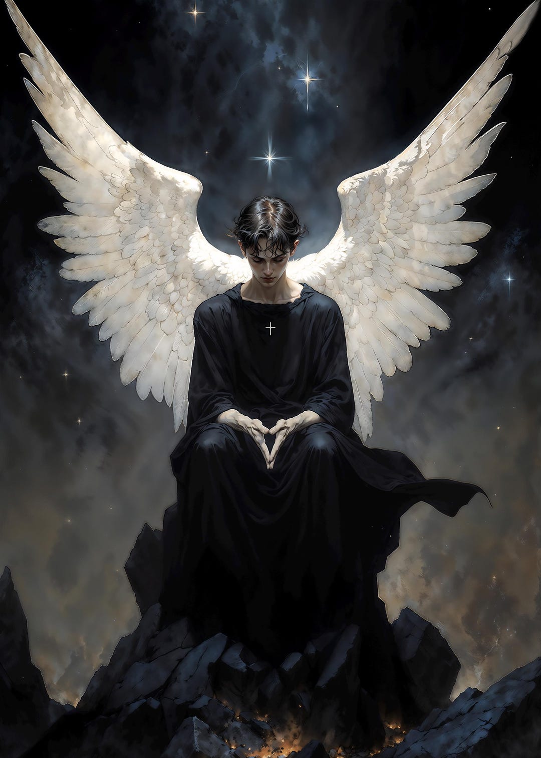 Archangel Azrael, Angel of Death, Fantasy Illustration, Instant