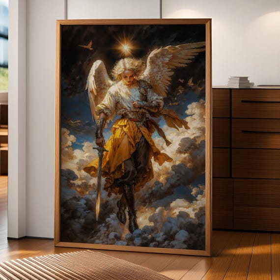 Archangel Azrael Fantasy Illustration, Instant Download Printable