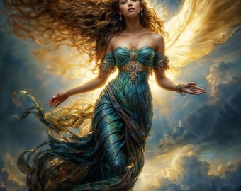 Nebelgeborene Gottheit der Aphrodite, Fantasy Illustration, Instant Download druckbare Wohnkultur