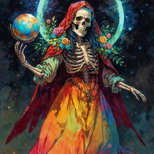 Santisima Muerte, Dark Fantasy Illustration, Instant Download Printable Home Decor