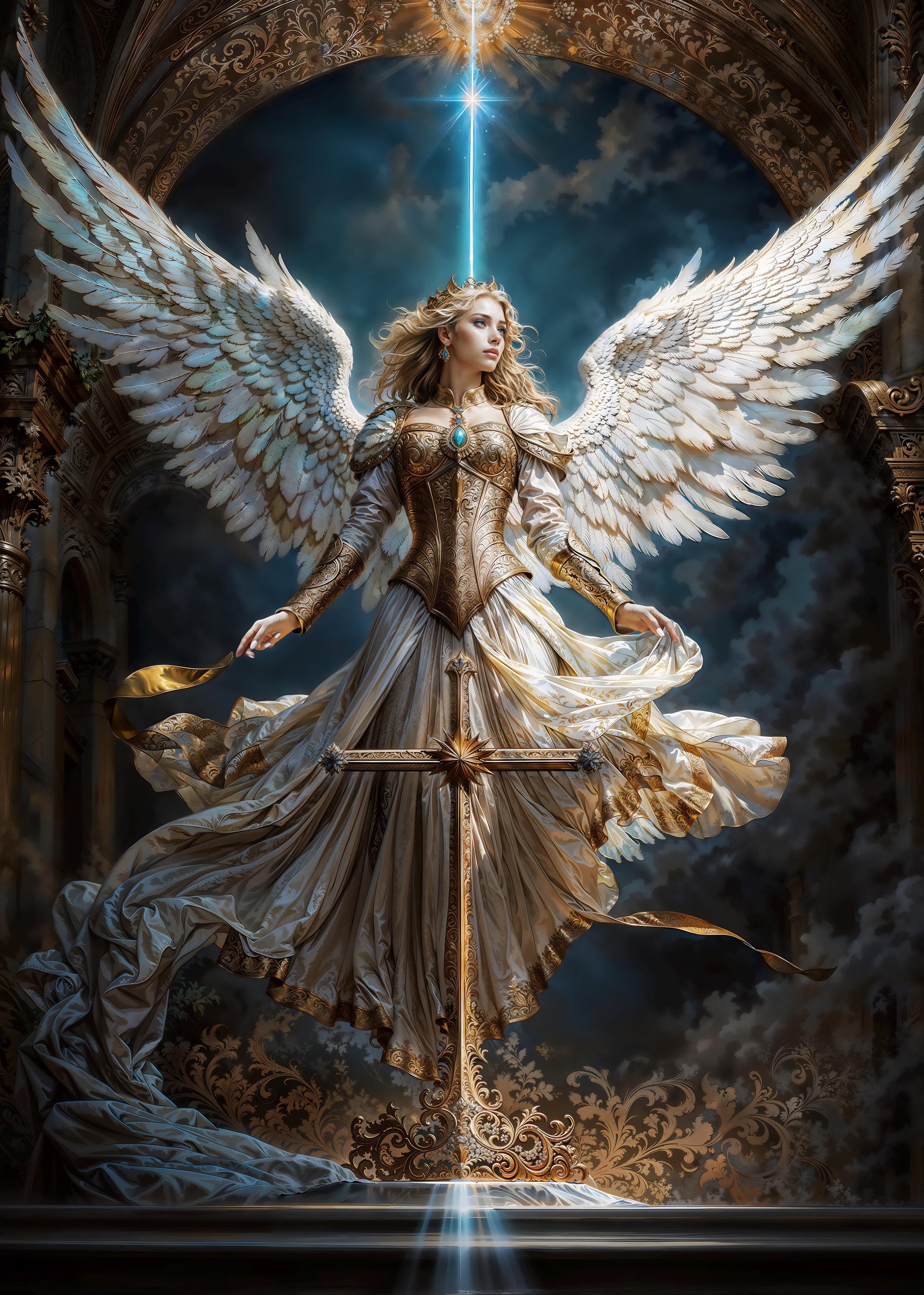 Glory of Archangel Jophiel, Fantasy Illustration, Instant Download