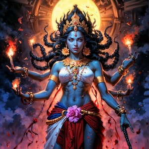 Goddess Kali, Fantasy Illustration, Instant Download Printable Home