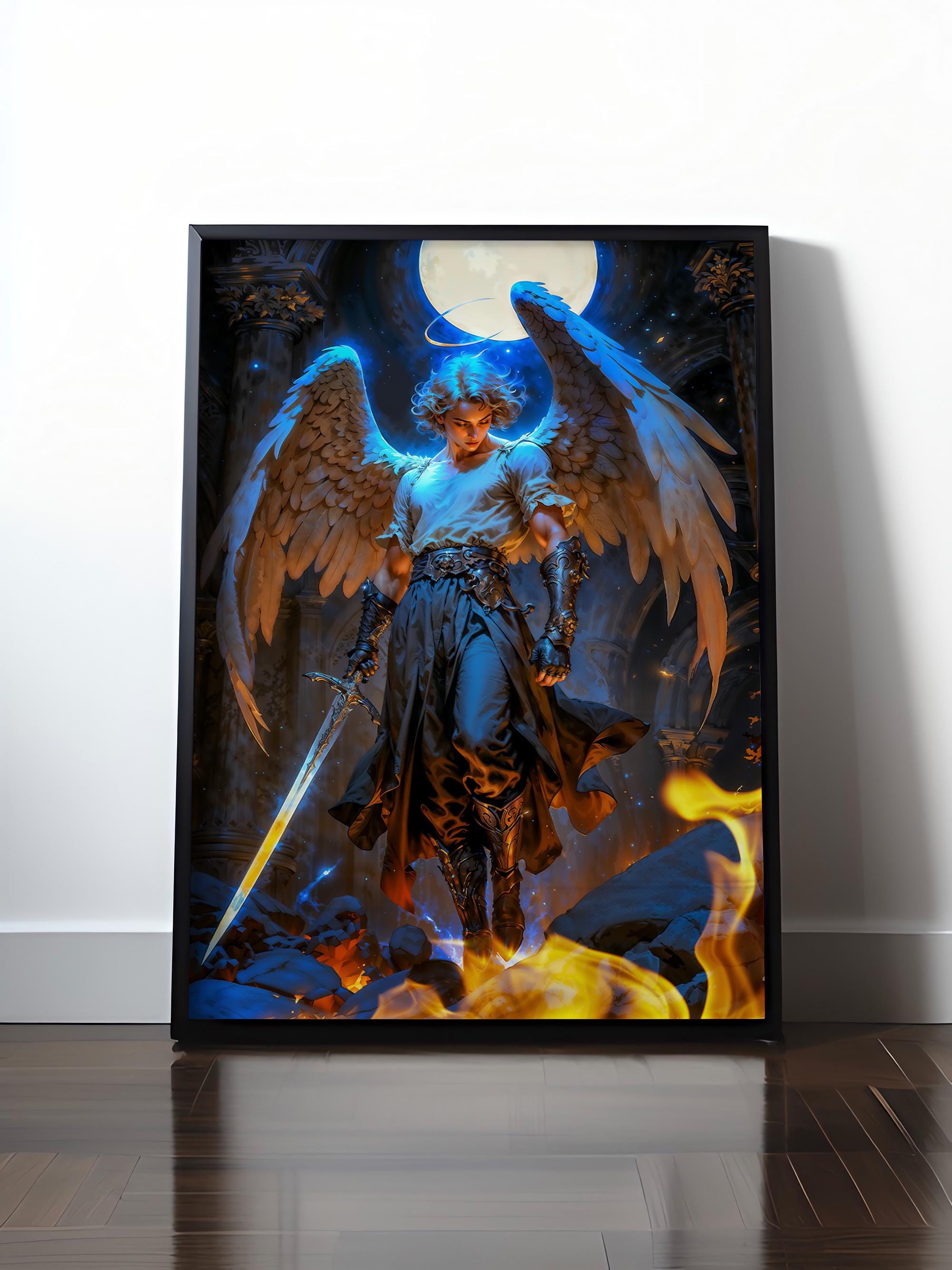 Archon of Holy Fire Archangel Azrael Fantasy Illustration, Digital