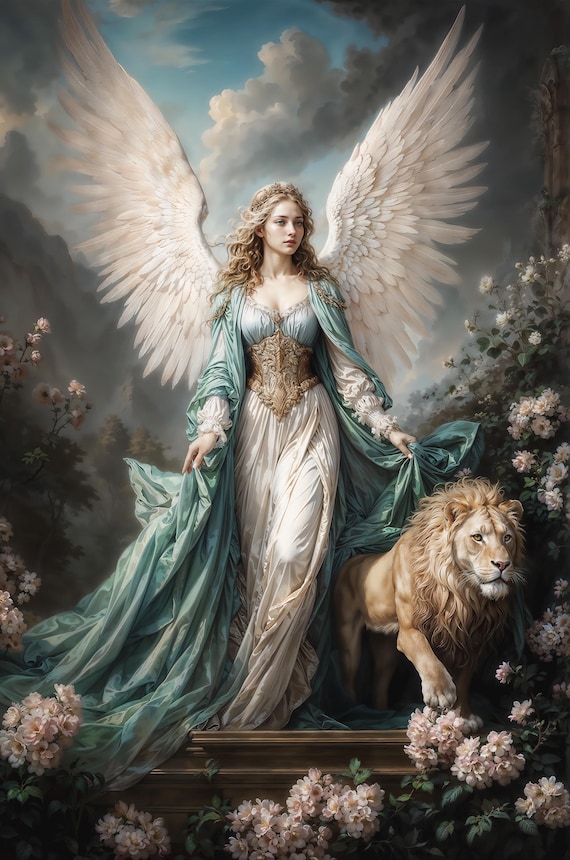 Gorgeous Archangel Ariel, Angel of Nature, Fantasy Illustration