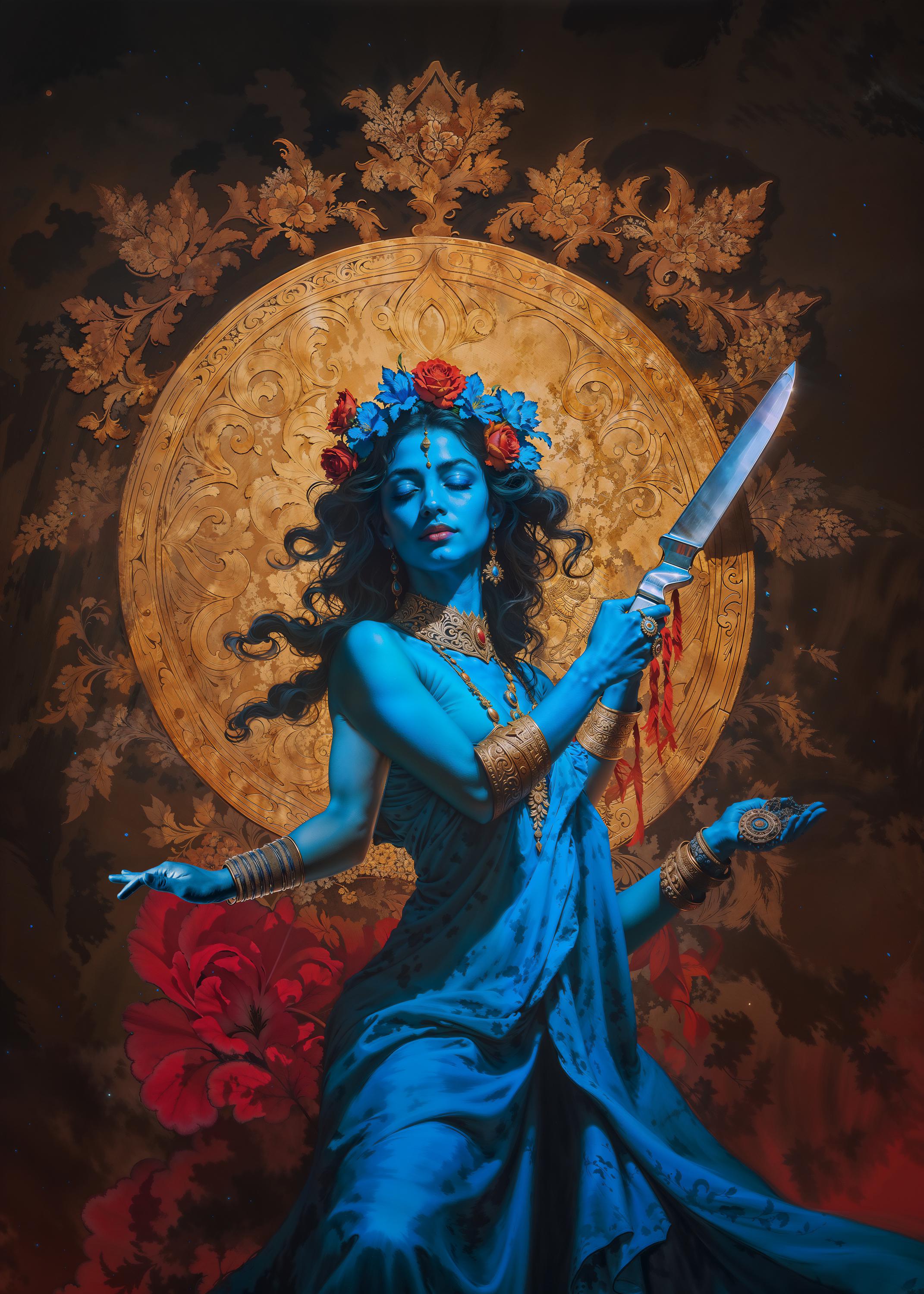 Keeper of the Dark Flame Kali Goddess, Dark Fantasy Illustration