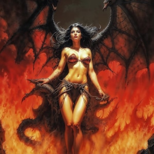 Raise Of Lilith , Dark fantasy Illustration,  Instant Download Printable Home Decor