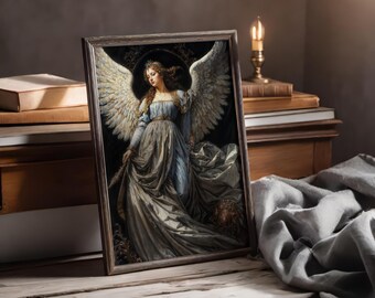 Archangel Haniel, Fantasy Illustration, Instant Download Printable