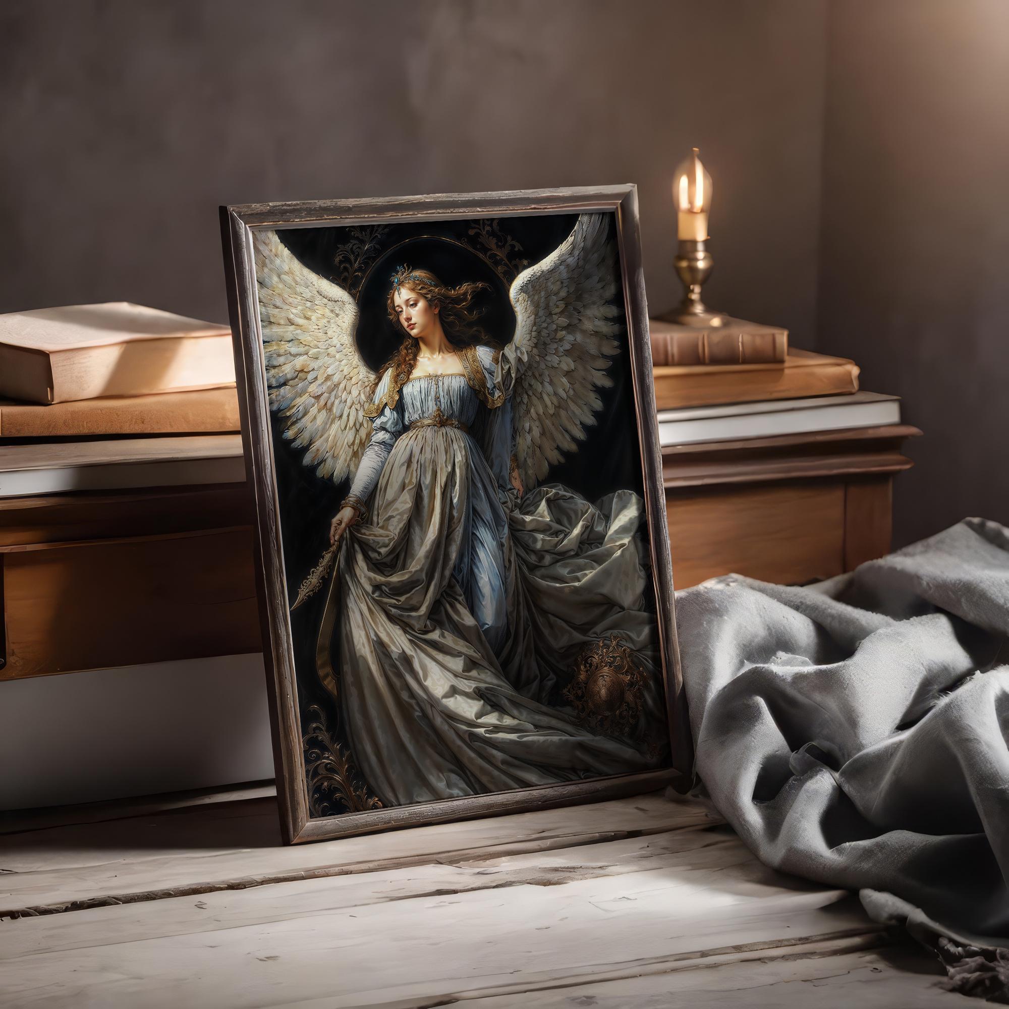 Archangel Haniel, Fantasy Illustration, Instant Download Printable