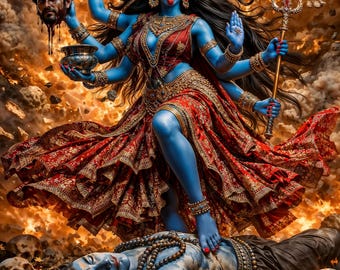 La alegría de Mahakali, ilustración de fantasía oscura, descarga digital