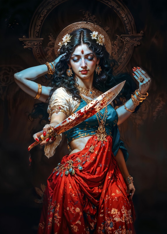 The Pulse of Chaos, Kali Goddess, Dark Fantasy Illustration