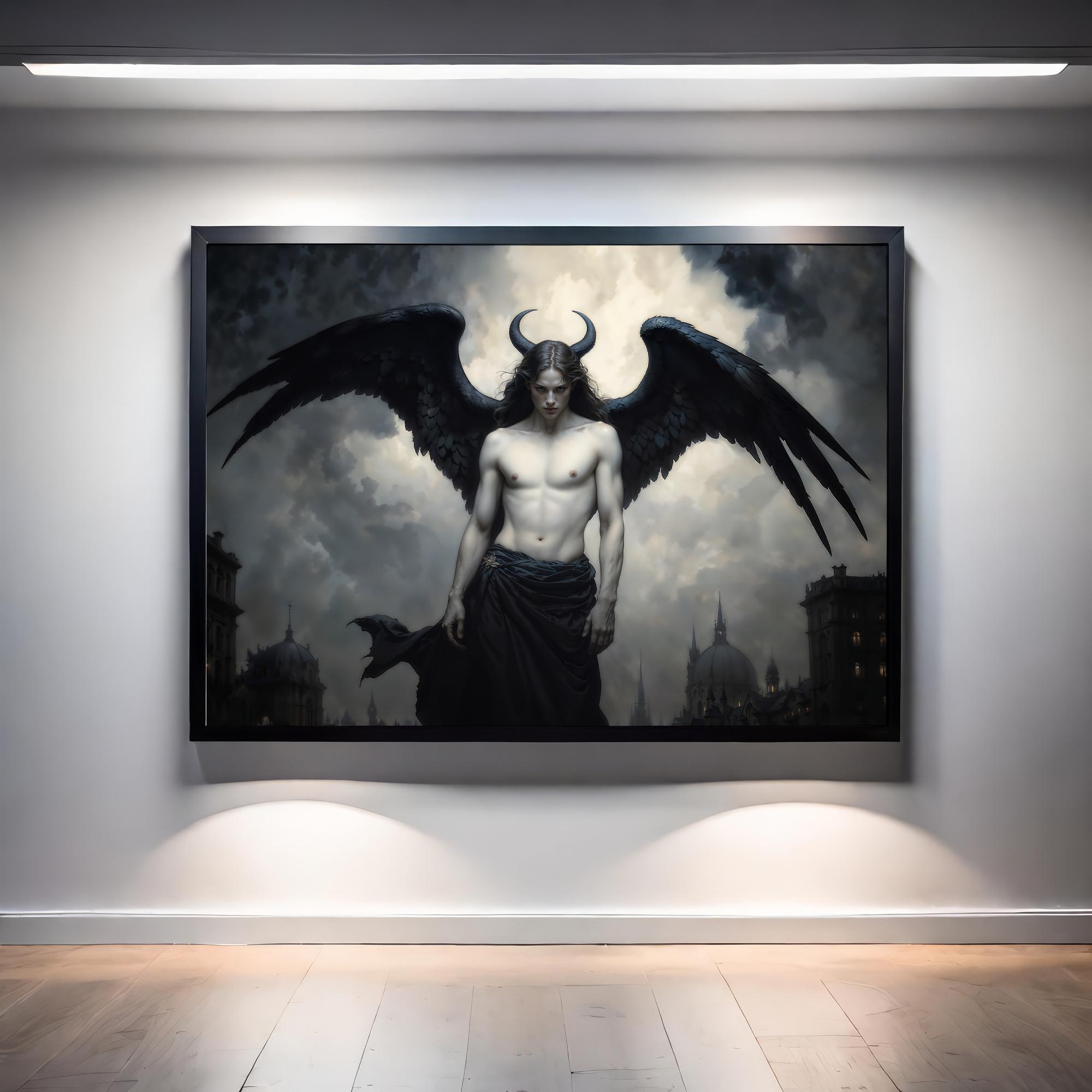 The Lightbringer Lucifer, Dark Fantasy Illustration, Instant