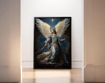 The Luminous Archangel Haniel, Fantasy Illustration, Instant