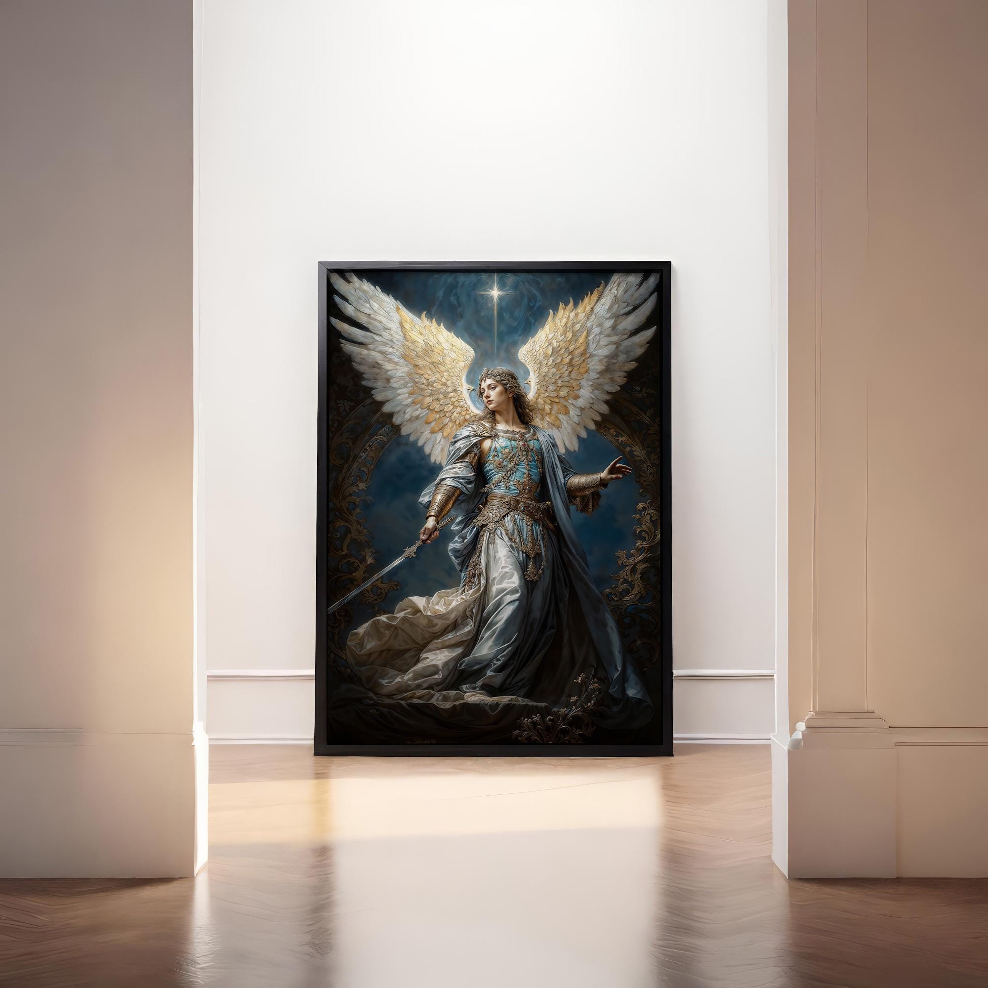 The Luminous Archangel Haniel, Fantasy Illustration, Instant