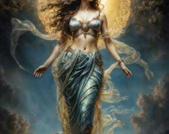 Schaum und Gold von Aphrodite, Fantasy Illustration, Instant Download druckbare Wohnkultur