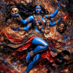 Potere divino della dea Kali, illustrazione fantasy, download istantaneo di opere d'arte, decorazioni per la casa stampabili