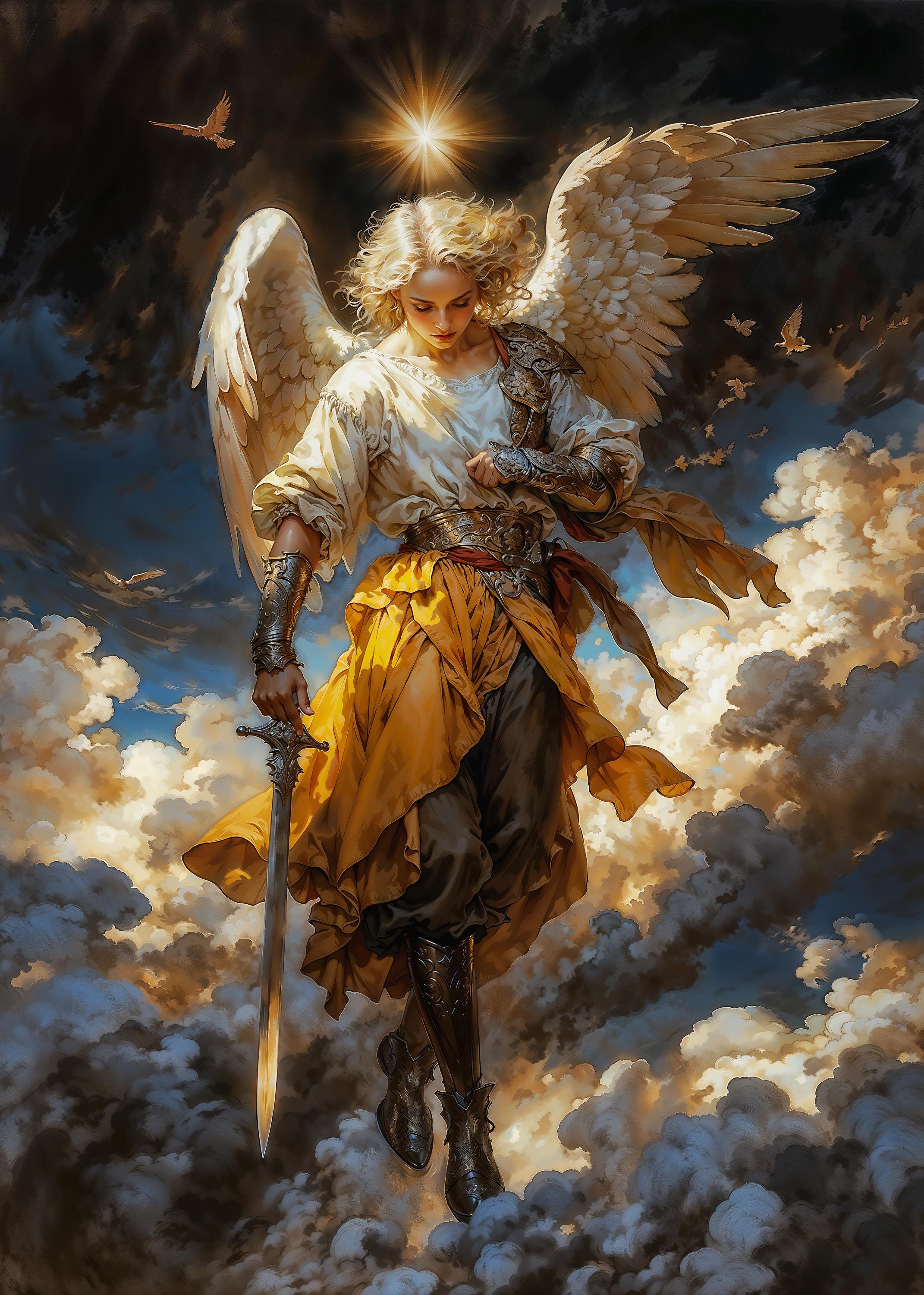 Archangel Azrael Fantasy Illustration, Instant Download Printable
