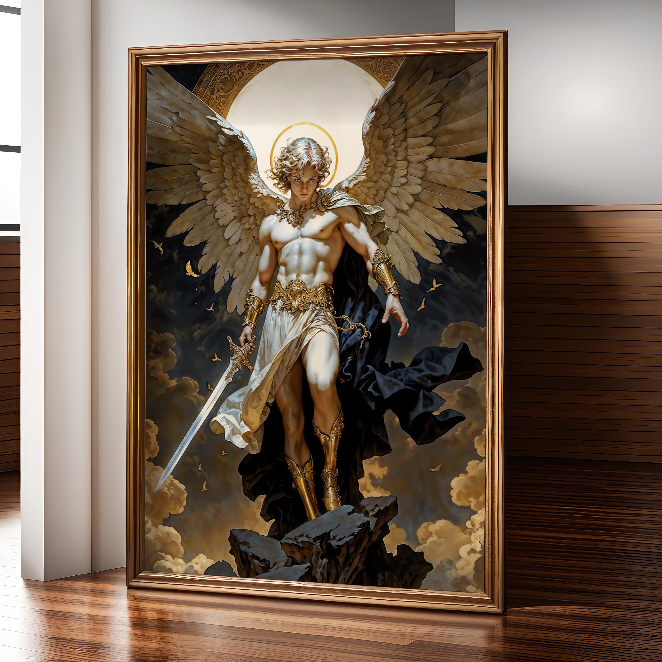Sunlite Titan Archangel Michael, Fantasy Illustration, Instant