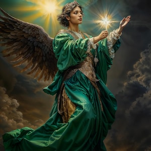 Archangel Raphael the Healer,  Fantasy Illustration, Instant Download Printable Home Decor
