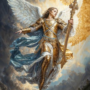 Archangel Gabriel  messenger for God, Fantasy Illustration, Instant Download Printable Home Decor