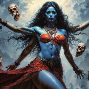 Kali Goddess Fantasy Illustration, Instant Download Printable Home Decor