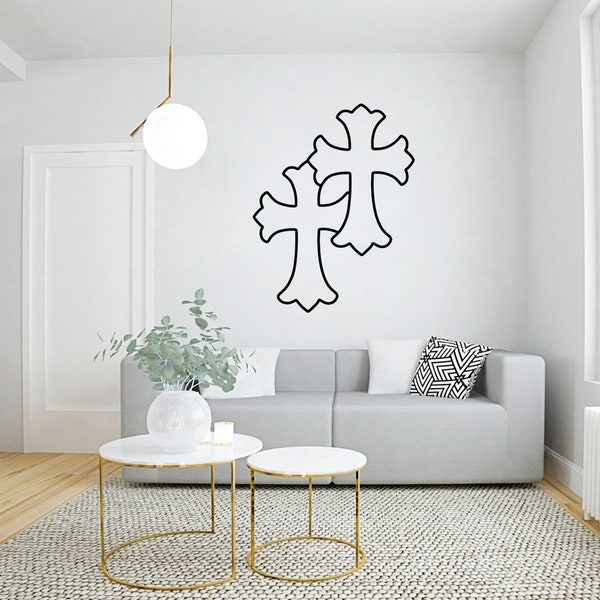 Chrome Hearts Cross Outline | Designer | High Fashion Wall Decal + Free Sticker Pack