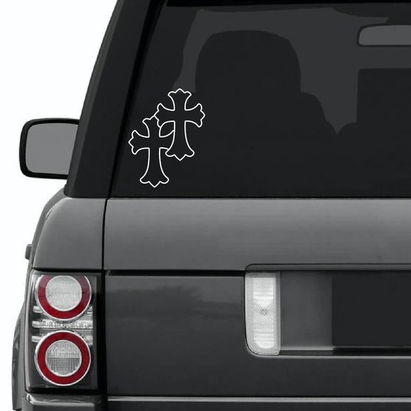 Chrome Hearts Cross Outline | Designer | High Fashion Car Decal + Buy One Get One