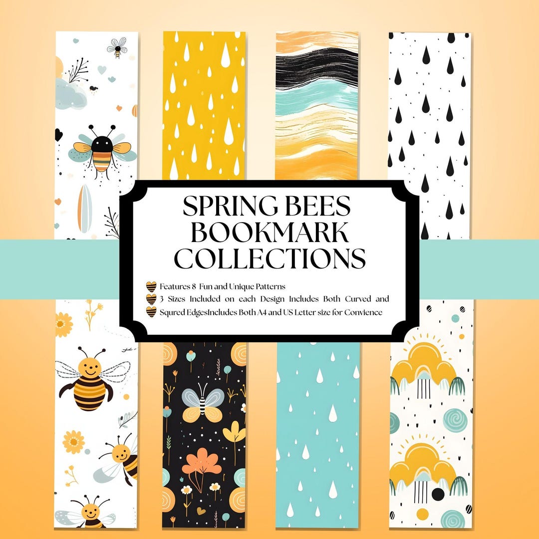 Spring Bees Bookmark Collection | Printable Bookmarks | Fun Patterns ...