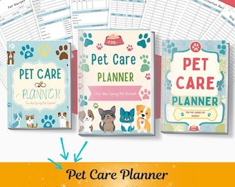 Pet Care Planner Printable - Pet Health Tracker, Feeding Schedule, Vet Records & Grooming Log - A4 and US Letter Sizes